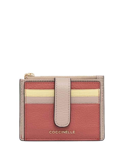COCCINELLE METALLIC TRICOLOR Suport card din piele cu portmonee oală/pow.p/lim.w - Portofele femei