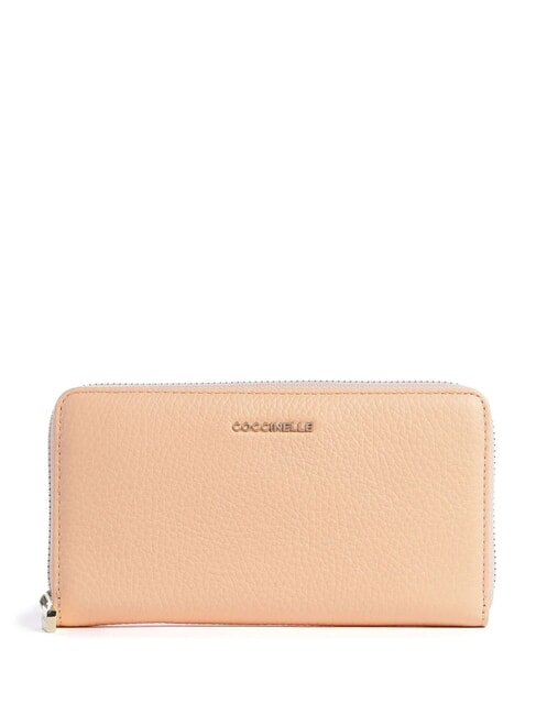 COCCINELLE METALLIC SOFT Portofel din piele texturată cu fermoar răsărit - Portofele femei