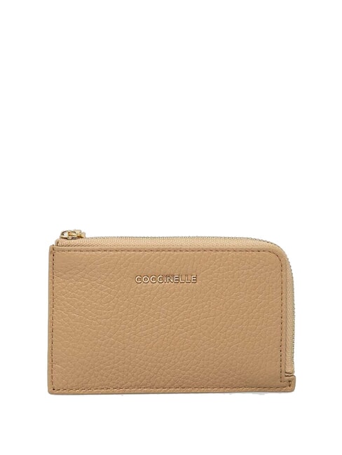 COCCINELLE METALLIC SOFT Suport card din piele bej proaspăt - Portofele femei