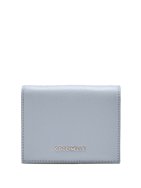 COCCINELLE METALLIC SOFT Portofel mic din piele ceață albastră - Portofele femei