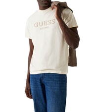 GUESS BOX LOGO Tricou cu logo brodat alb perlat - tricou - 1