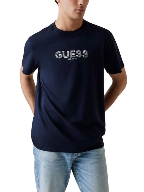 GUESS BSC EMBROIDERY LOGO Tricou din bumbac cu logo brodat smart blue multi - tricou