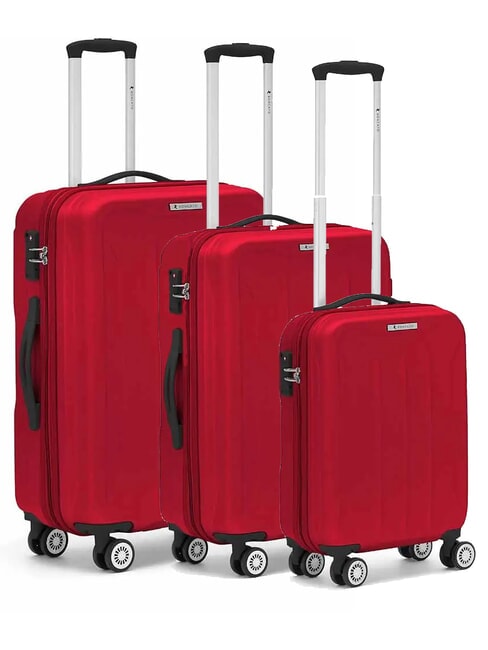 R RONCATO FLIGHT Set 3 carucioare pentru bagaje de mana, medii, mari tango roșu - Set trolere