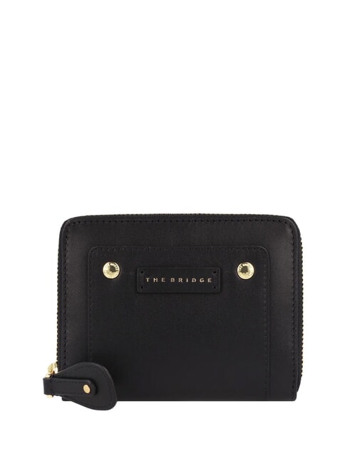 THE BRIDGE CECILIA Portofel mediu din piele cu fermoar Negru de aur - Portofele femei