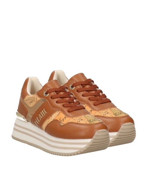 ALVIERO MARTINI PRIMA CLASSE GEO JR Adidași cu platformă cu logo lateral Piele / Geo Beige - Pantofi femei