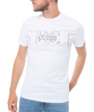 GUESS CHEST BOX Tricou din bumbac cu imprimeu alb purpuriu - tricou - 1