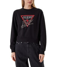GUESS STUDDED LOVE Hanorac cu guler rotund și imprimeu cu ținte - Hanorace pentru femei