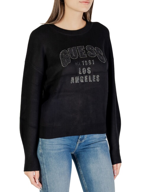 GUESS LEIGHTON LOGO Pulover cu guler rotund jetbla - Pulovere pentru femei