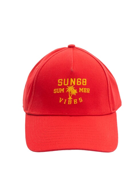 SUN68 LOGO Șapcă de baseball roșu aprins - Căciuli