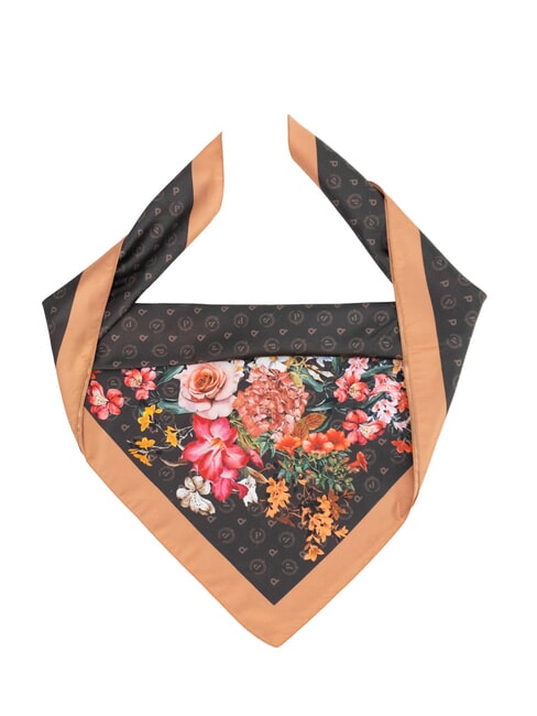 POLLINI FLOWERS TWILL Eșarfă imprimată flori maro - Eșarfe