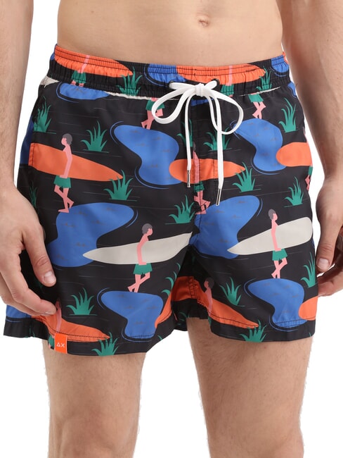 SUN68 ILLUSTRATION Costum de plajă pentru bărbați negru/albastru - Costume de baie