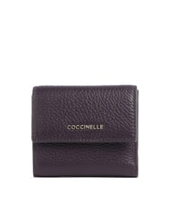 COCCINELLE METALLIC SOFT Portofel din piele pietrișată prune - Portofele femei - 1