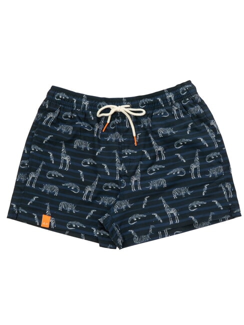 SUN68 BIG PRINT Costum de plajă pentru bărbați albastru marin/alb - Costume de baie