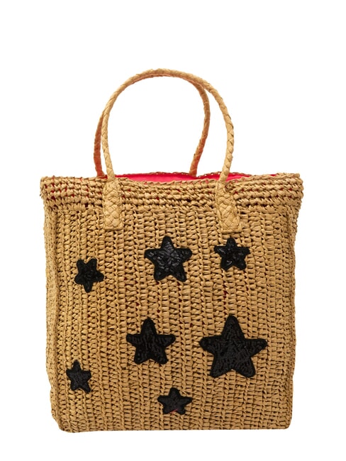 SUN68 RAFIA Geantă de plajă din rafie nisip/ciclamen - Genți femei