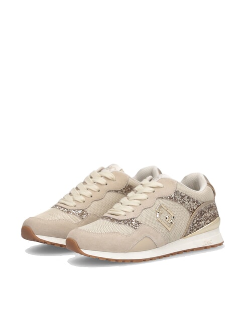 LIUJO MAXI WONDER LOW 02 Teniși cu sclipici și plasă frânghie/auriu deschis - Pantofi femei