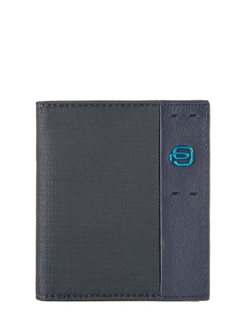 PIQUADRO P16 Suport card din piele si material textil albastru - Portofele bărbați