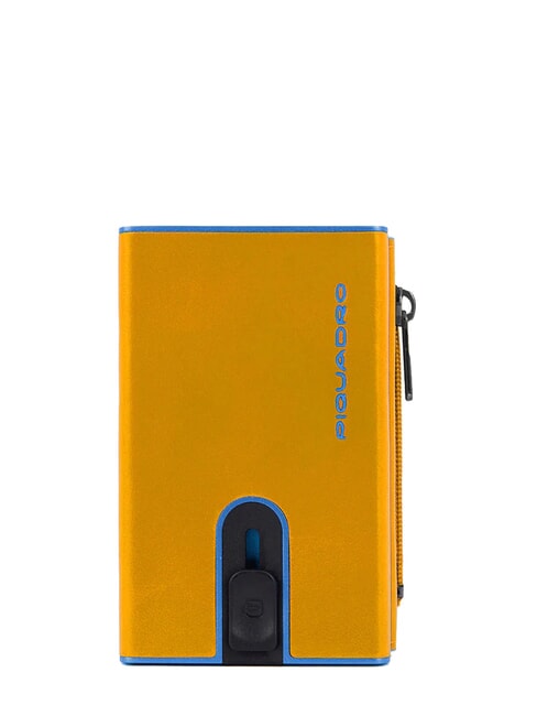 PIQUADRO BLUE SQUARE Portofel din piele cu sistem de alunecare galben - Portofele bărbați