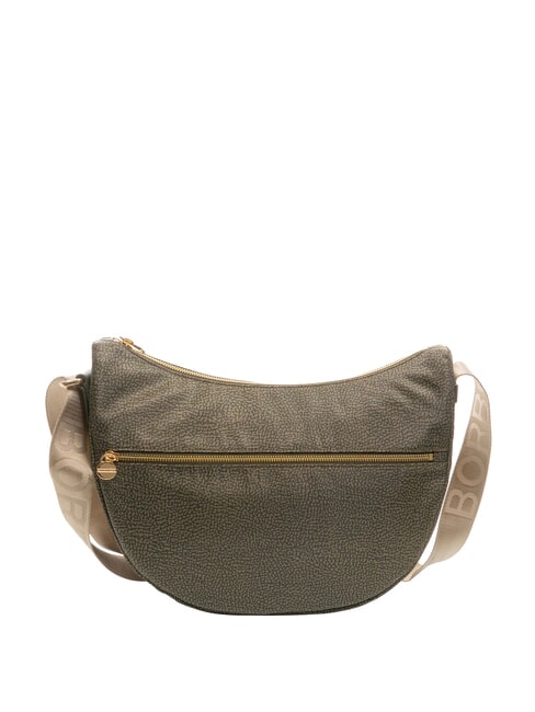 BORBONESE LUNA BAG MIDDLE ECO LINE LUNA Geantă de umăr din material textil jet op dafin - Genți femei