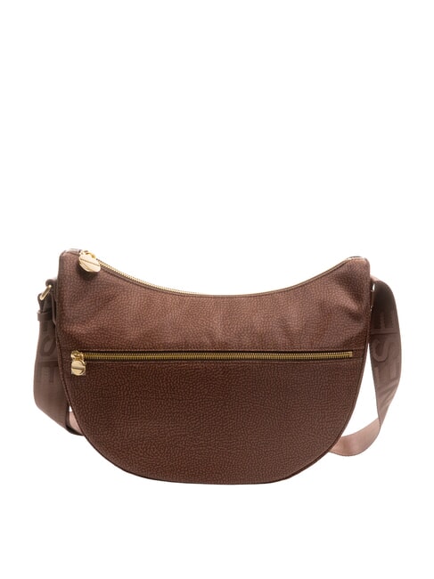 BORBONESE LUNA BAG MIDDLE ECO LINE LUNA Geantă de umăr din material textil jet op alune de pădure - Genți femei