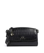 ARMANI EXCHANGE JANE CROCO Geantă de umăr cu imprimeu de crocodil negru - Genți femei - 1