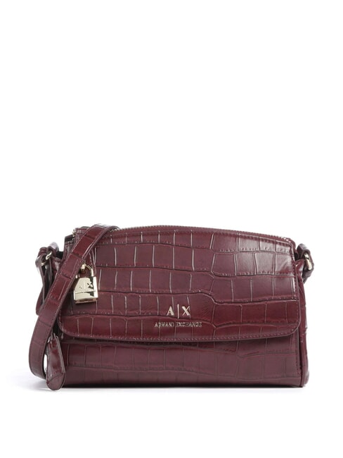 ARMANI EXCHANGE JANE CROCO Geantă de umăr cu imprimeu de crocodil canelură - Genți femei