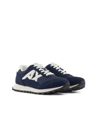 ARMANI EXCHANGE DROP MICROSUEDE Teniși cu logo contrastant bleumarin+alb-gălbui - Pantofi bărbați - 1