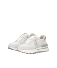 LIUJO AMAZING 25 Teniși din piele &icirc;ntoarsă și plasă alb-gălbui/auriu deschis - Pantofi femei - 1