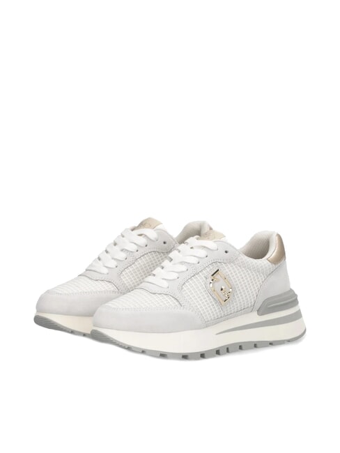 LIUJO AMAZING 25 Teniși din piele întoarsă și plasă alb-gălbui/auriu deschis - Pantofi femei