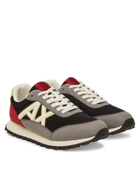 ARMANI EXCHANGE A|X Adidași gri neutru+negru+galben - Pantofi bărbați