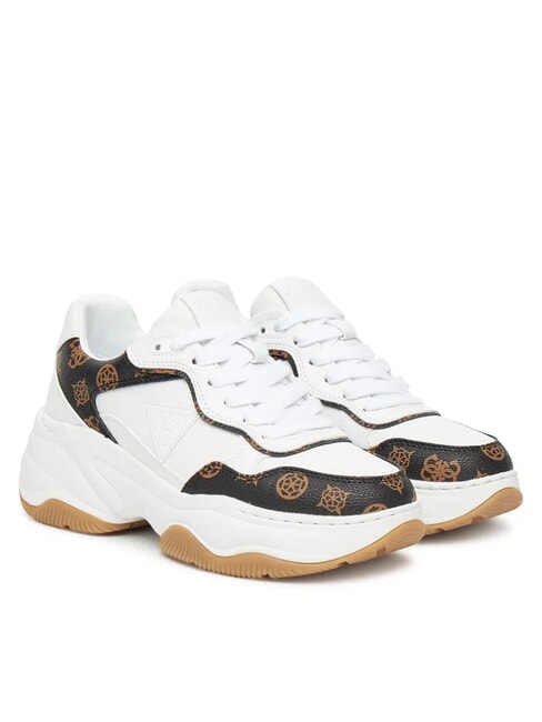 GUESS HAPYY3 Teniși cu inserții cu logo-ul bujorului Alb / maro - Pantofi femei