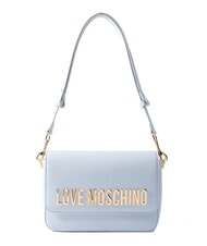 LOVE MOSCHINO LAMINATED BOLD LOVE Geantă de umăr cu clapă Albastru deschis - Genți femei - 1