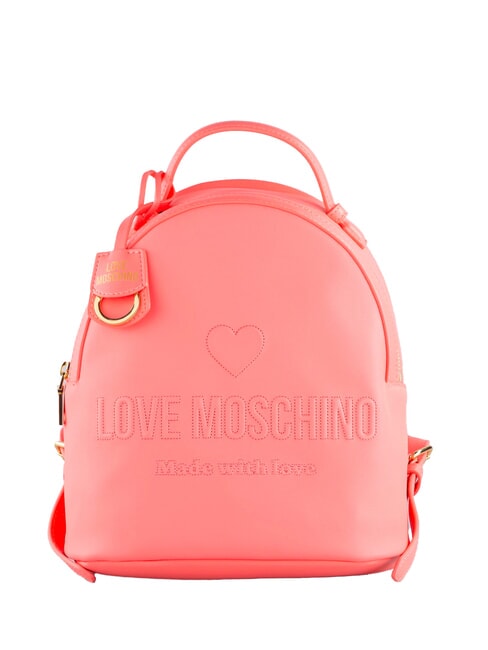 LOVE MOSCHINO LOVE EMBOSSED Rucsac cu logo cusut coral - Genți femei