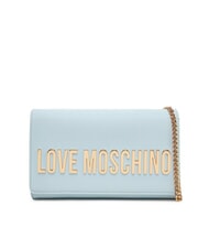 LOVE MOSCHINO BOLD LOGO Geantă cu clapă și curea de umăr cu lanț Albastru deschis - Genți femei - 1