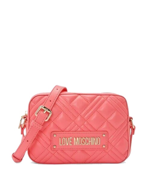 LOVE MOSCHINO QUILTED Geantă pentru cameră cu curea de umăr coral - Genți femei