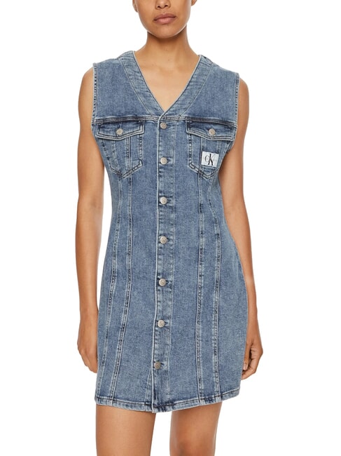CALVIN KLEIN CK JEANS Rochie scurtă din denim cu găuri la brațe blugi - Haine de femeie