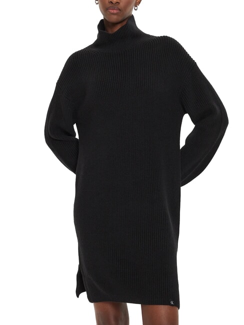 CALVIN KLEIN CK JEANS Rochie scurtă supradimensionată cu guler înalt ck negru - Haine de femeie