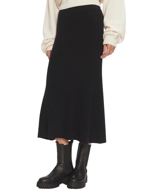 CALVIN KLEIN CK Fustă midi evazată cu nervuri ck negru - Fuste pentru femei