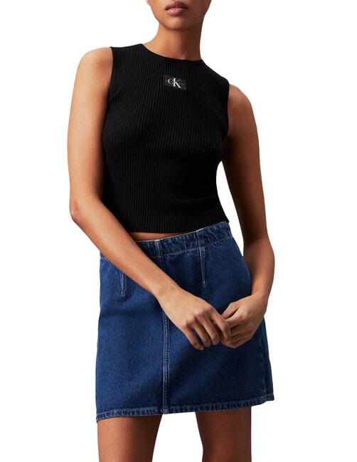 CALVIN KLEIN CK JEANS Maiou cu nervuri ck negru - tricou