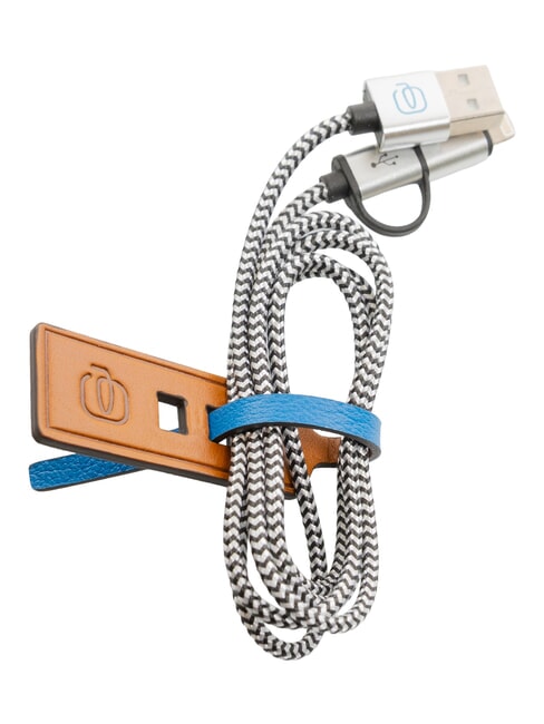 PIQUADRO BAGMOTIC Clemă de cablu din piele cu cablu USB Piele / Albastru - Accesorii de călătorie