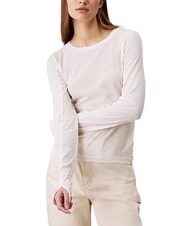 CALVIN KLEIN CK JEANS Pulover din bumbac cu guler rotund fildeş - Pulovere pentru femei - 1