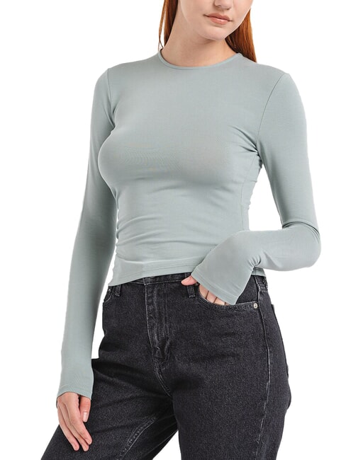 CALVIN KLEIN CK JEANS Tricou cu mânecă lungă și guler rotund gri ardezie - tricou