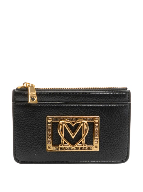 LOVE MOSCHINO LOCKED IN GOLD  portofel de monede negru - Portofele femei