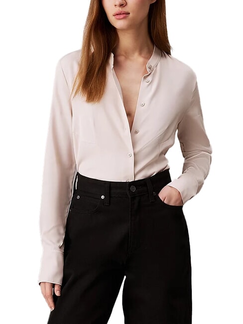 CALVIN KLEIN CK Cămașă cu mânecă lungă din viscoză dimineață gri - Cămăși