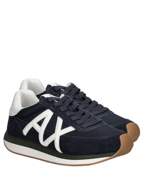 ARMANI EXCHANGE ROYALE SUEDE AIR MESH Teniși din piele cu logo AX bleumarin+alb-gălbui - Pantofi bărbați