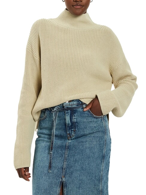 CALVIN KLEIN CK JEANS Pulover cu guler înalt din bumbac, croială lejeră pelican - Pulovere pentru femei