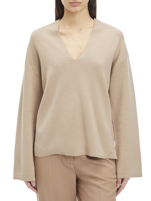 CALVIN KLEIN CK Pulover cu decolteu în V și mâneci largi amforă - Pulovere pentru femei