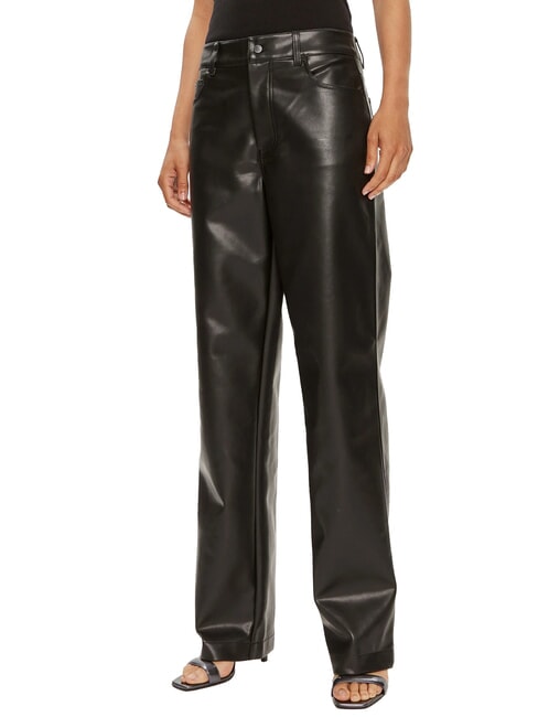 CALVIN KLEIN CK JEANS Pantaloni drepți cu talie înaltă ck negru - Pantaloni pentru femei