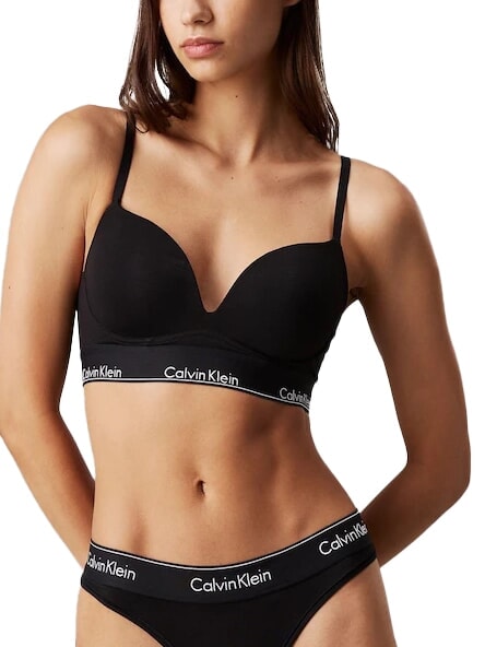 CALVIN KLEIN CK Sutien push-up negru cu w. dtm wb - Lenjerie de corp pentru femei