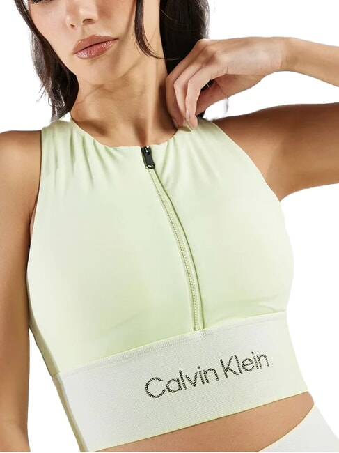 CALVIN KLEIN CK PERFORMANCE Sutien sport cu fermoar și impact mediu cremă de lime - Lenjerie de corp pentru femei