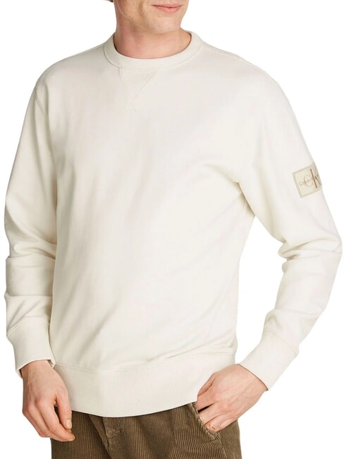 CALVIN KLEIN CK JEANS Hanorac cu guler rotund și etichetă cu logo fildeş - hanorace